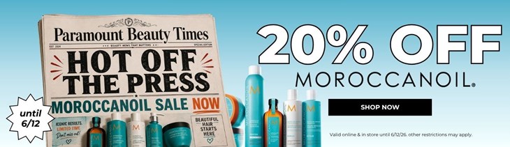 Moroccanoil 20% Off Sale  (6/5-6/12)