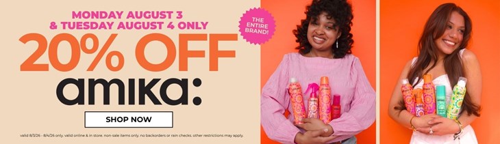 Amika 20% Off Flash Sale (8/3-8/4)