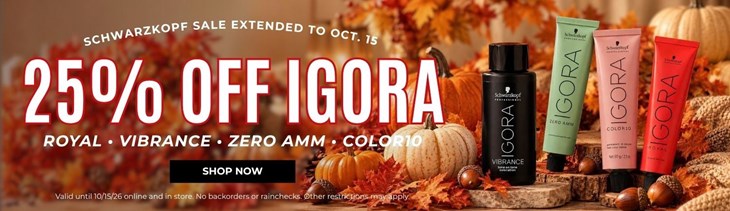 Schwarzkopf Igora 25% Off Sale (10/1-10/15)