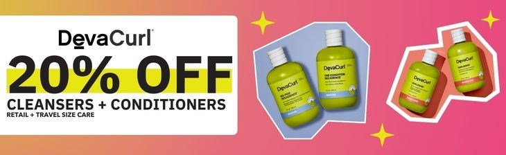 _brand nd25 single devacurl 20% off cleansers + conditioner