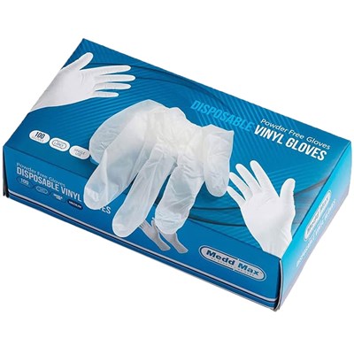 Medd Max Disposable Vinyl Gloves - 100 count Small