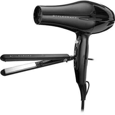 StyleCraft Purchase 1 Stay-Temp 1" Flat Iron, Get 1 Ionic Hair Dryer FREE! 2 pc.